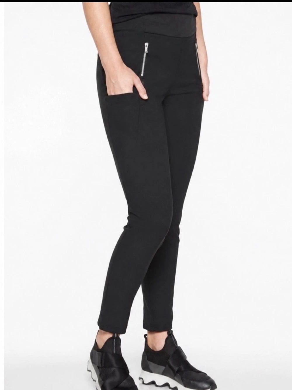 Athleta Headlands Hybrid Tight Women’s 8 Black Hiking Pants Zip Pockets 353469